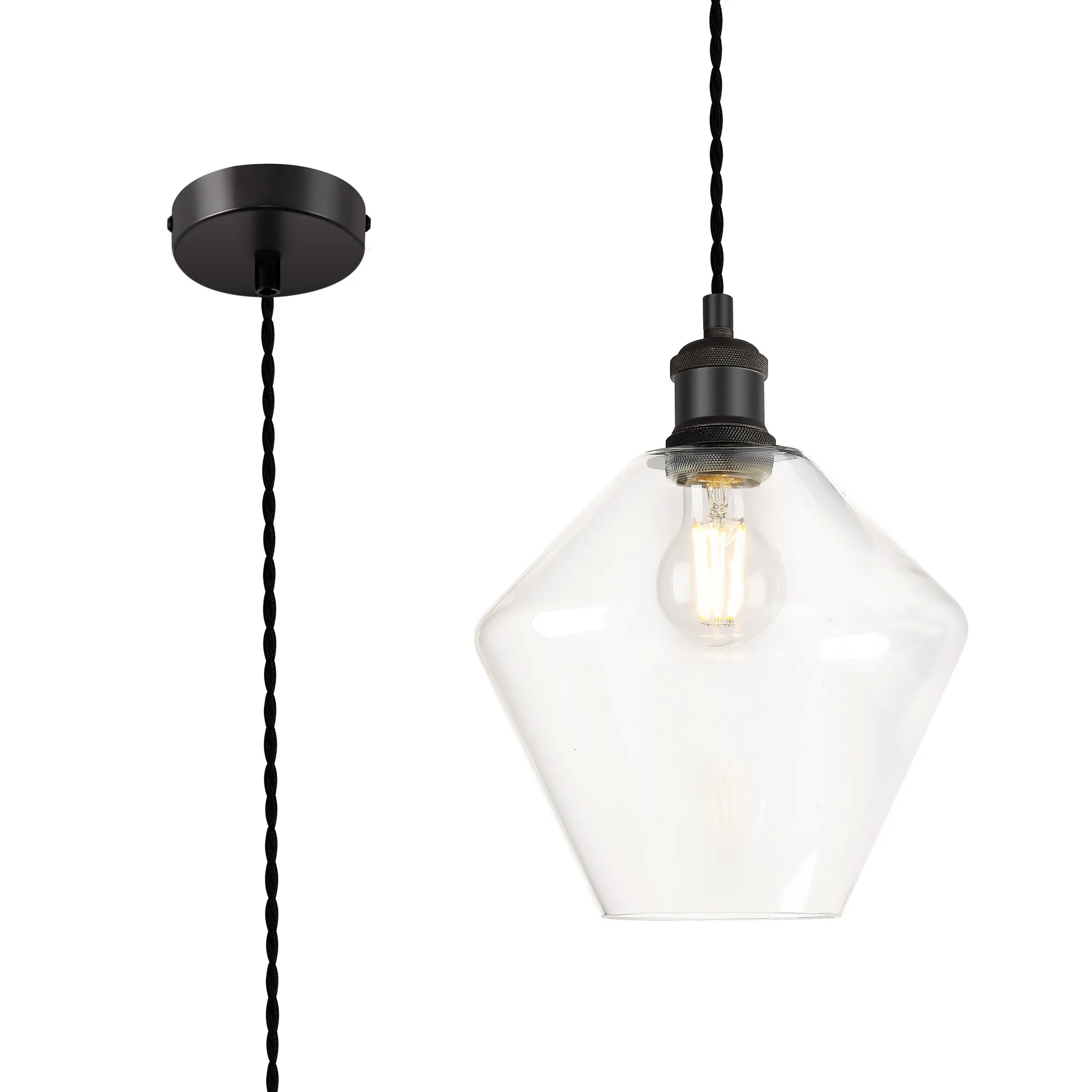 Cawdor Matt Black Ceiling Lights Deco Single Pendant